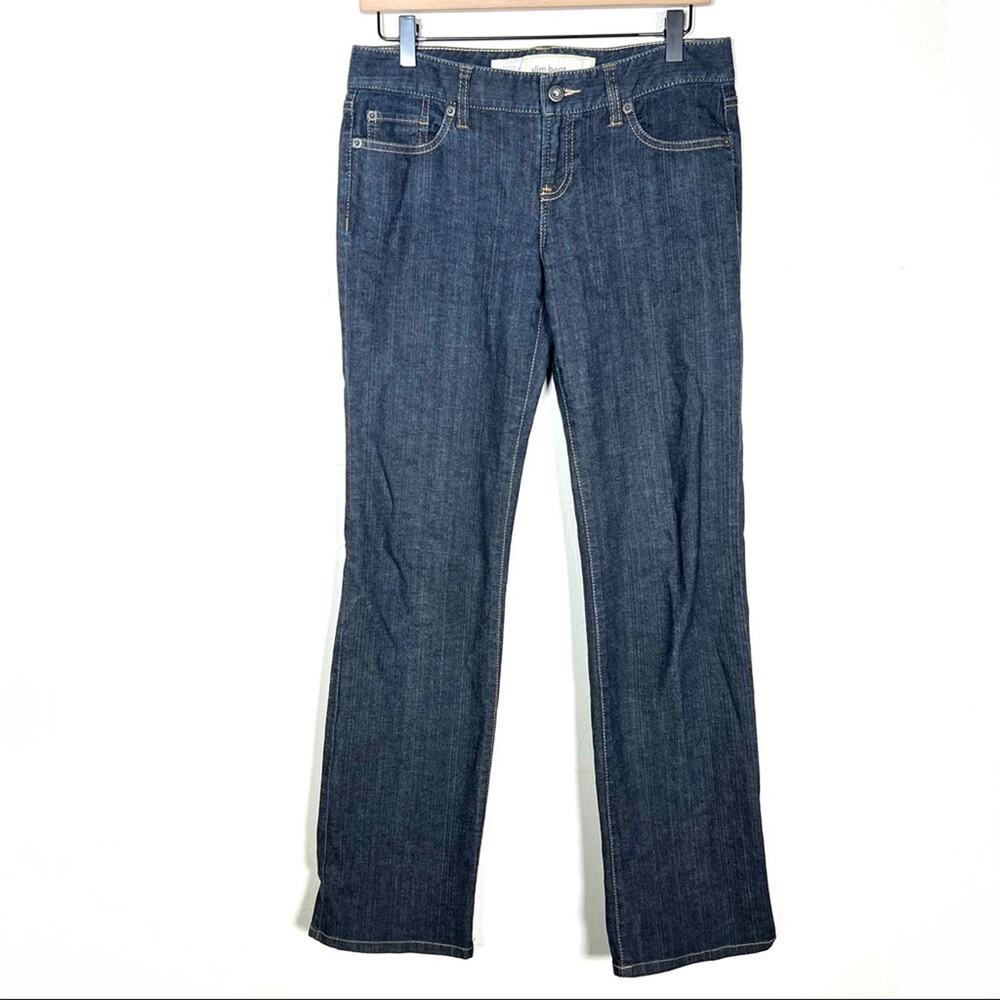 Loft dark wash slim boot cut jeans low rise size 4 B51